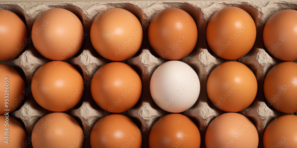 Group of Brown Eggs in Carton top view Group of Brown Eggs in Carton top view