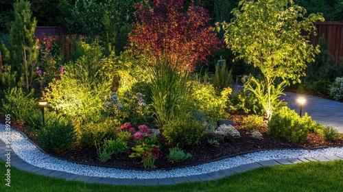 Landscaped Garden at Night