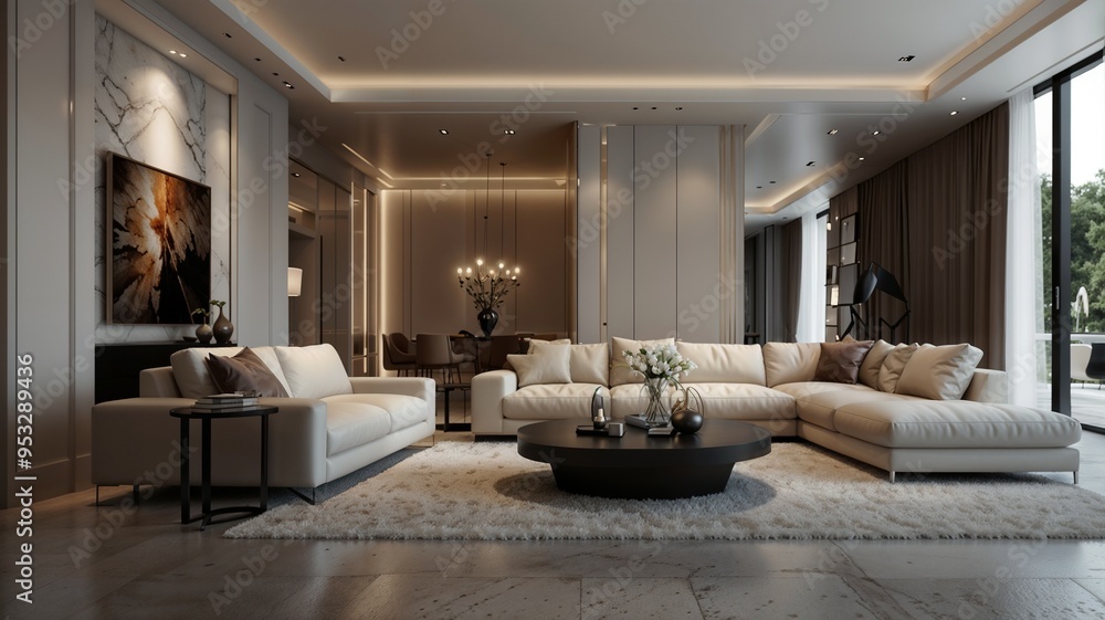 Fototapeta premium Opulent Elegance 3D Render of a Luxury Living Room Interior