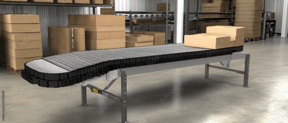 Industrial Conveyor Belt System in a Warehouse Industrial Conveyor Belt System in a Warehouse