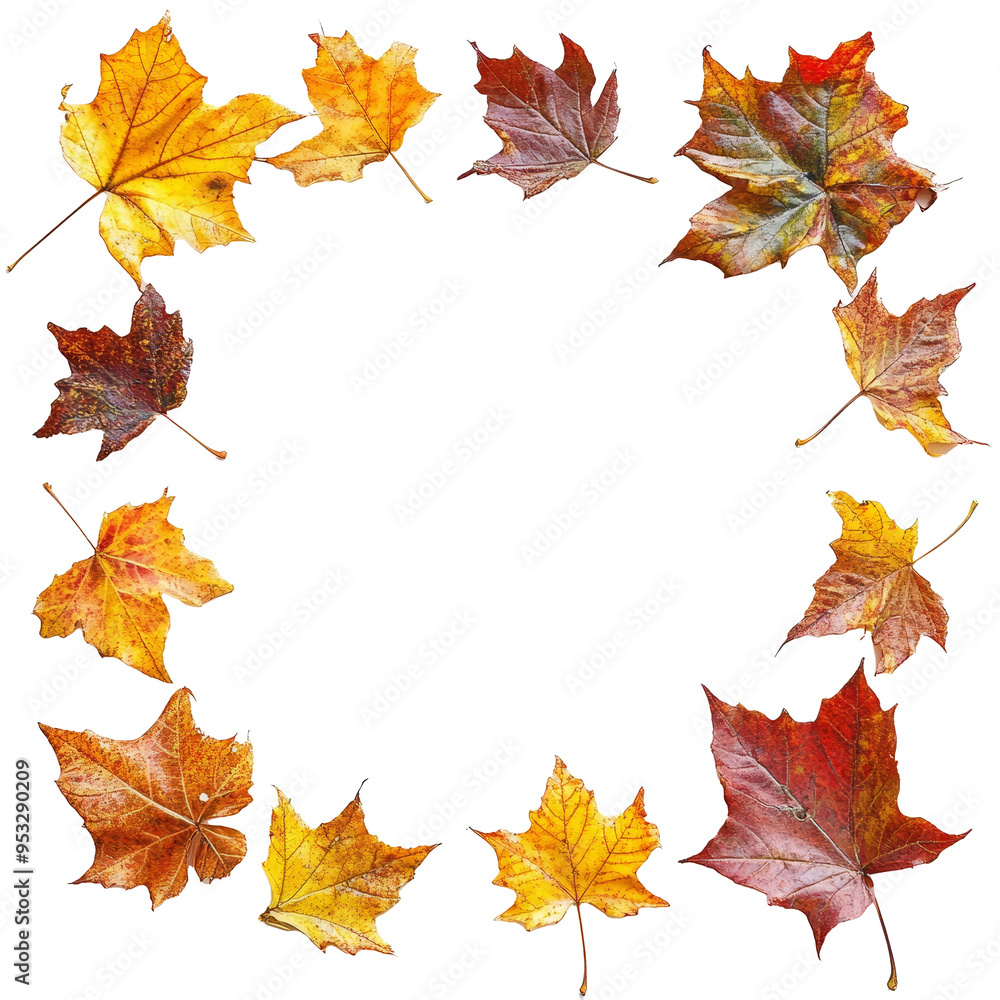 Vibrant autumn leaves arranged in a circle on a transparent background highlight the beauty of fall, autumn leaves frame with transparent background Vibrant autumn leaves arranged in a circle on a transparent background highlight the beauty of fall, autumn leaves frame with transparent background