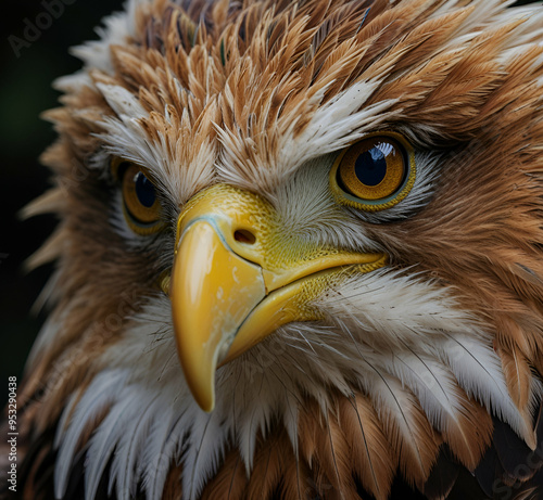 Iridescent eagle closeup of head beak AI generative  photo