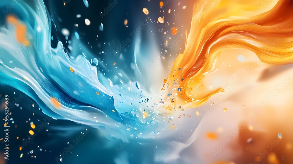 Abstract Blue and Orange Swirls with Glitter. Abstract Blue and Orange Swirls with Glitter.