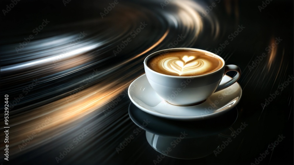 custom made wallpaper toronto digitalCoffee cup with latte art on a swirling background of colors