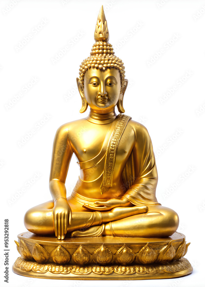 Golden Buddha statue in Thailand. isolated on a white background, Golden buddha Golden Buddha statue in Thailand. isolated on a white background, Golden buddha
