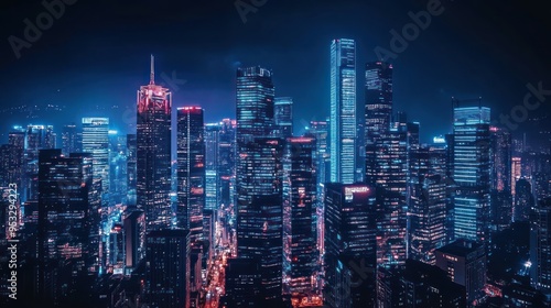 Wallpaper Mural Neon Cityscape at Night Torontodigital.ca