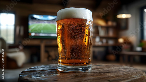 Cold beer on a wooden table...