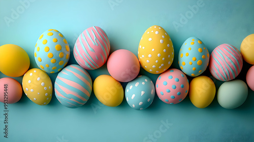 Colorful Easter eggs arrang...