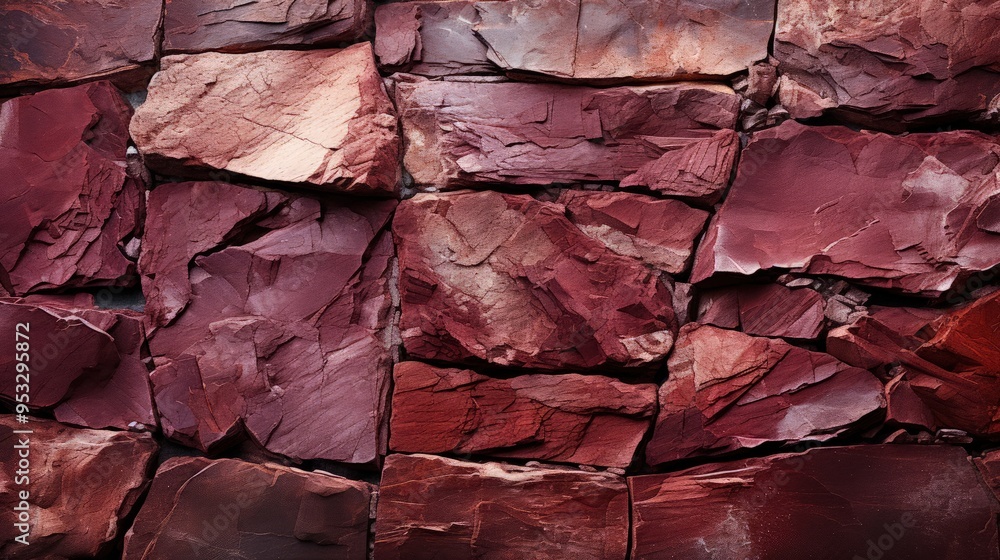 Fototapeta premium Naturalistic Red Stone Wall Texture with Subtle Lighting Effect