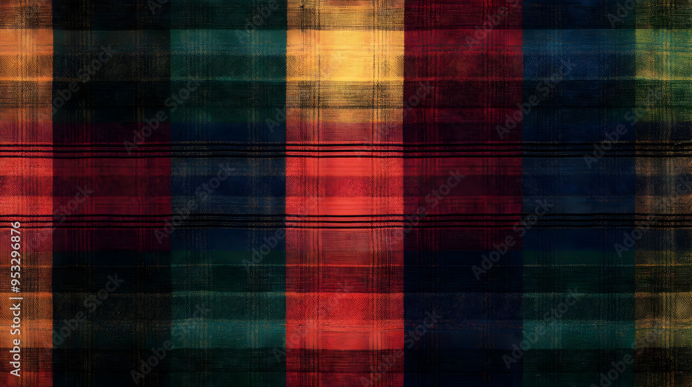 Colorful plaid fabric with a subtle shimmer. Colorful plaid fabric with a subtle shimmer.