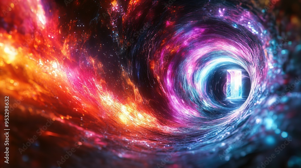 Surreal cosmic space with nebulas and galaxies in vibrant prismatic colors abstract background new beautiful stock image illustration AI Surreal cosmic space with nebulas and galaxies in vibrant prismatic colors abstract background new beautiful stock image illustration AI