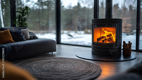 Cozy living room with a fir...