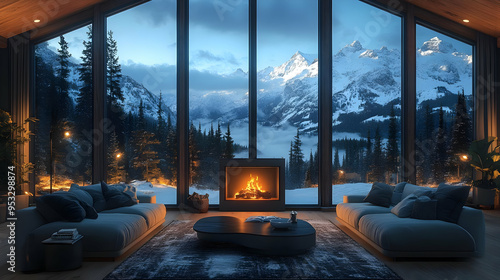 Cozy living room with a fir...