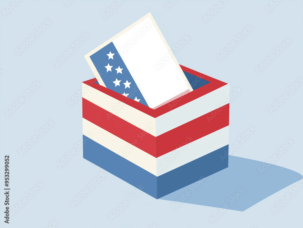 Patriotic Ballot Concept: Voting in U.S.A. Elections – Clean Design with Red, White, and Blue Stripes and Mockup Blank Papers Patriotic Ballot Concept: Voting in U.S.A. Elections – Clean Design with Red, White, and Blue Stripes and Mockup Blank Papers