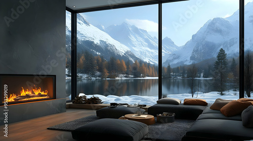 Cozy living room with firep...