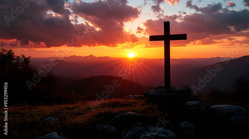 Cross silhouette on a mount...