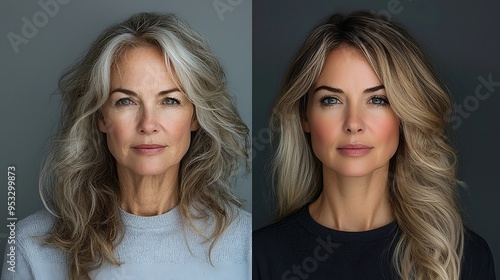 Before and After Transformation of a Middle-Aged Woman: Embracing Natural Aging