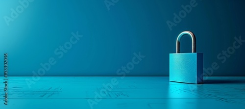 Minimalist design featuring a blue padlock against a complementary blue background
