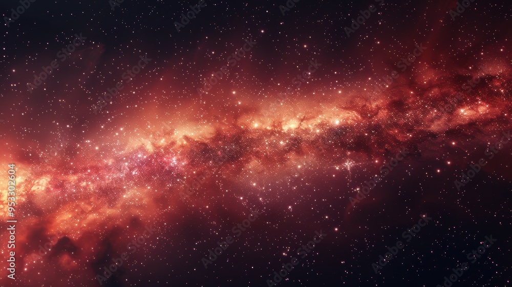Obraz premium Cosmic Horizon. Red Galaxy Fantasy Theme Concept