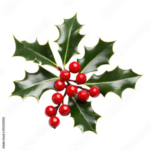  Holly berries object isolated on transparent png.