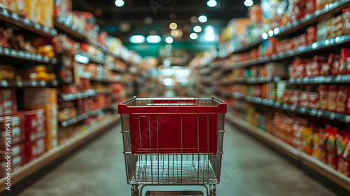 Empty shopping cart in a su...