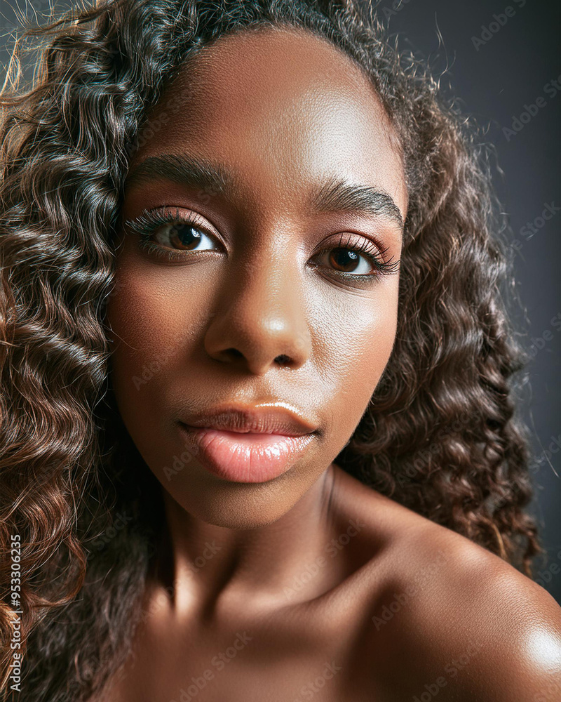 Introspective Beauty with Dark Skin Color in Shadows Introspective Beauty with Dark Skin Color in Shadows