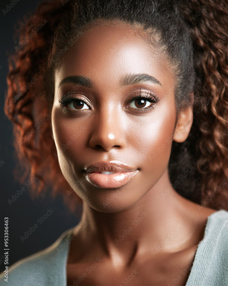 Introspective Beauty with Dark Skin Color in Shadows Introspective Beauty with Dark Skin Color in Shadows