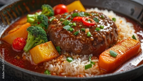 A dish of American cuisine. Salisbury steak. photo