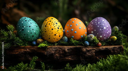 Four Easter eggs with diffe...