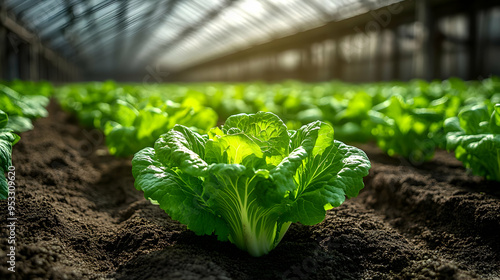 Fresh green lettuce growing...