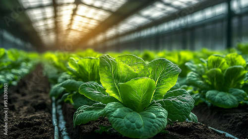Fresh green lettuce plants ...