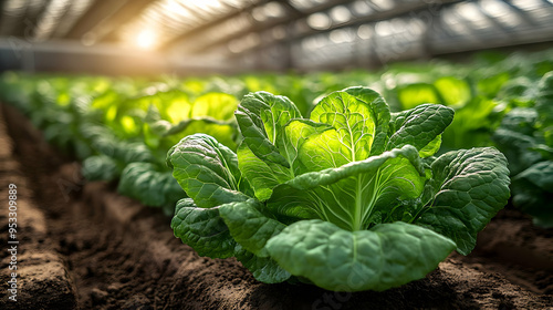 Fresh green lettuce plants ...