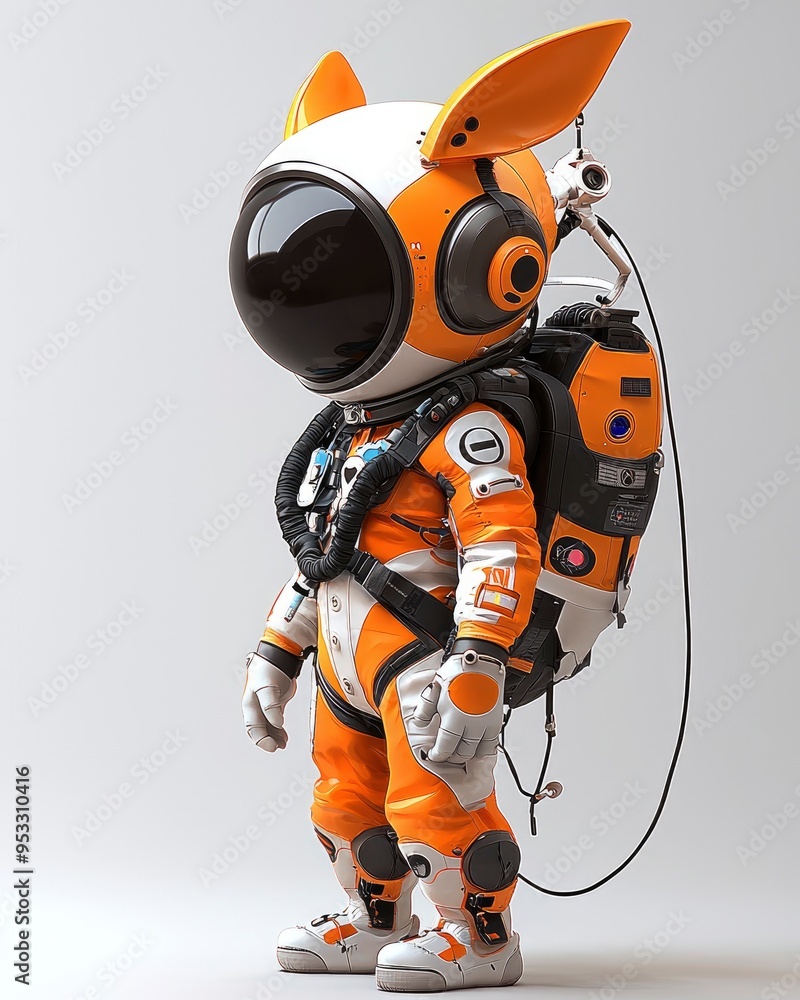 Adorable Astronaut in Orange Suit Adorable Astronaut in Orange Suit
