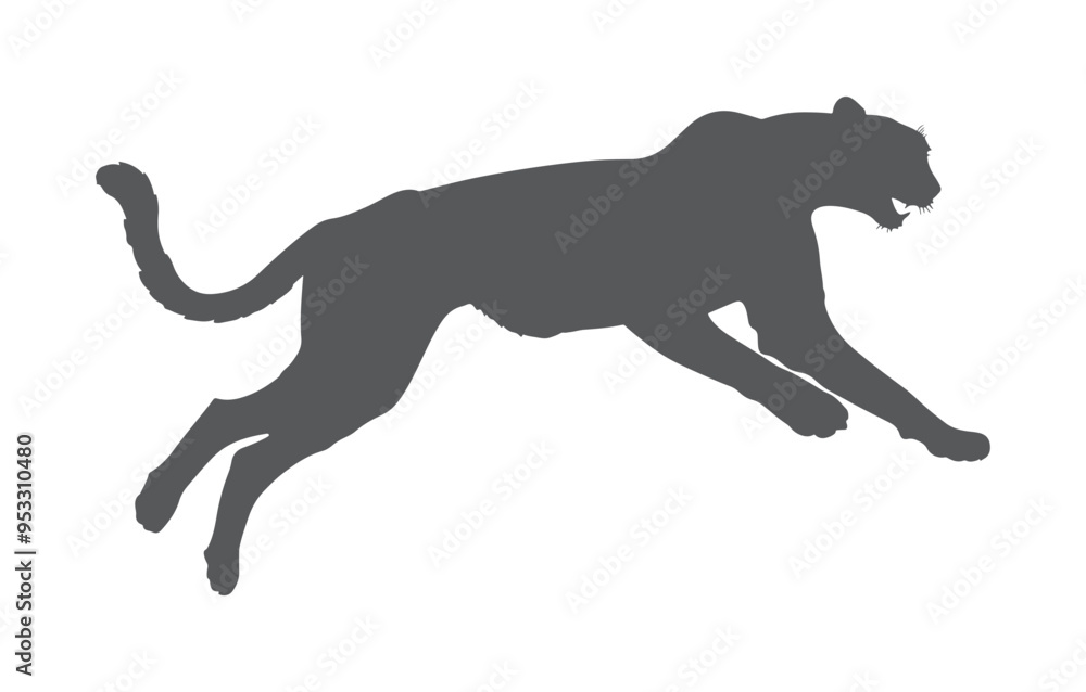 Minimalist Hand Drawn Cheetah Silhouette Vector on a White Background Minimalist Hand Drawn Cheetah Silhouette Vector on a White Background