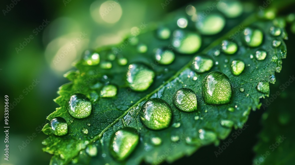 A refreshing close-up of water droplets on a leaf after a summer rain, with the green of the leaf contrasting sharply against the clear, glistening drops. A refreshing close-up of water droplets on a leaf after a summer rain, with the green of the leaf contrasting sharply against the clear, glistening drops.