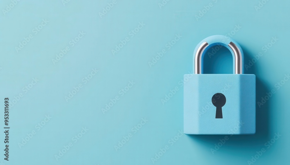 Blue padlock with a secure connection symbol, wireless network protection, 3D illustration Blue padlock with a secure connection symbol, wireless network protection, 3D illustration