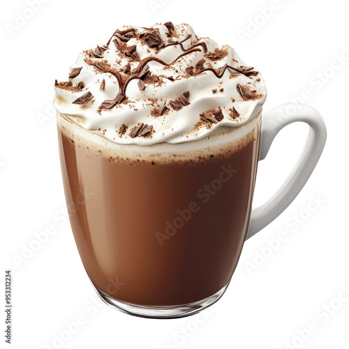 Hot chocolate drink object isolated on transparent png. 