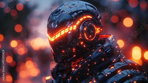 Futuristic robot with glowi...