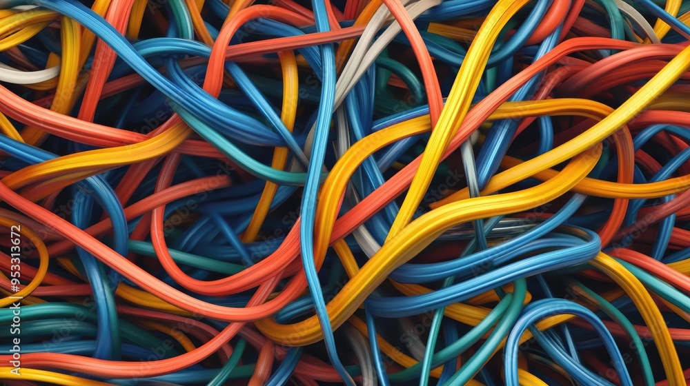 Abstract background with tangled colorful cables. Abstract background with tangled colorful cables.