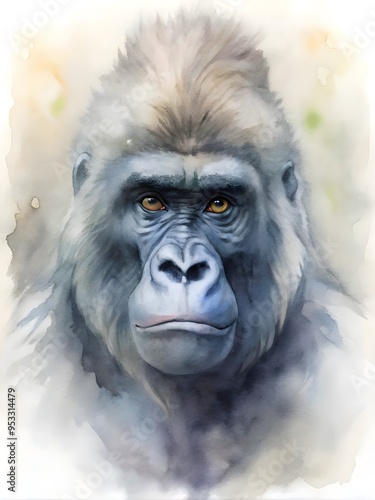 Majestic Gorilla Close-Up Portrait Animal Wildlife Nature Detail