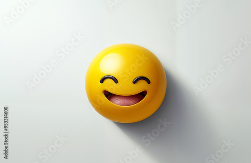 Wallpaper Mural Smiling yellow emoticon on a white background. 3d illustration. Torontodigital.ca