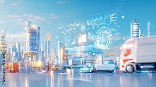 An advanced logistics hub with AIdriven algorithms and big data analytics, streamlining fulfillment, distribution, and tracking