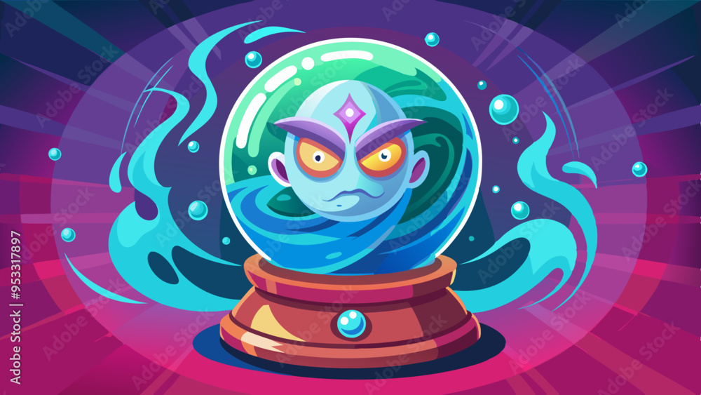 A witch’s crystal ball with swirling magical energy and a ghostly face appearing within. The face is detailed, reflecting mystical knowledge.
A witch’s crystal ball with swirling magical energy and a ghostly face appearing within. The face is detailed, reflecting mystical knowledge.