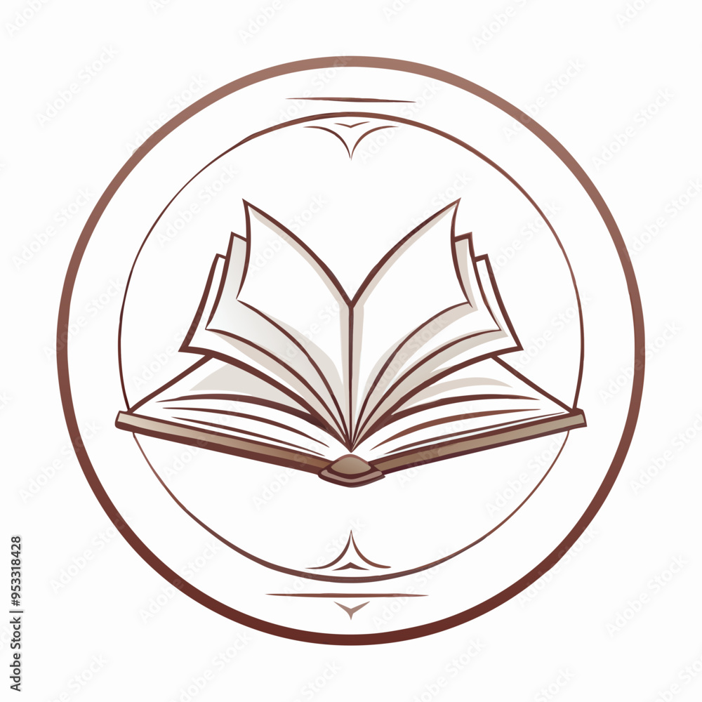 A book icon vector, milimalist icon in a circle, school A book icon vector, milimalist icon in a circle, school