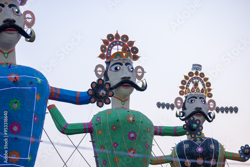 An handmade effigy of Indian Mythological King Ravana waiting to be burnt during Dussehra. A festival celebrated all over India on the occasion of Vijayadashami. photo