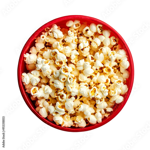 Top View of Popcorn in Red Bucket