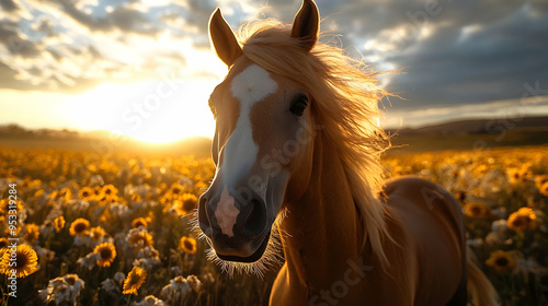 Golden horse with a white b...