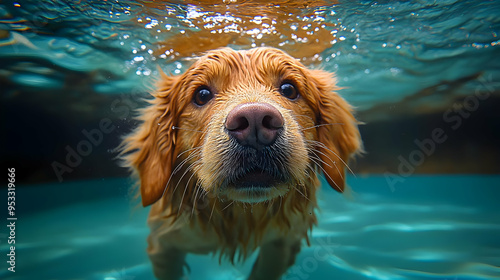 Golden Retriever swimming u...