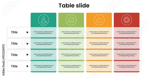 PowerPoint Table Layout, Presentation Table design, Presentation Table Design, Creative Table Design