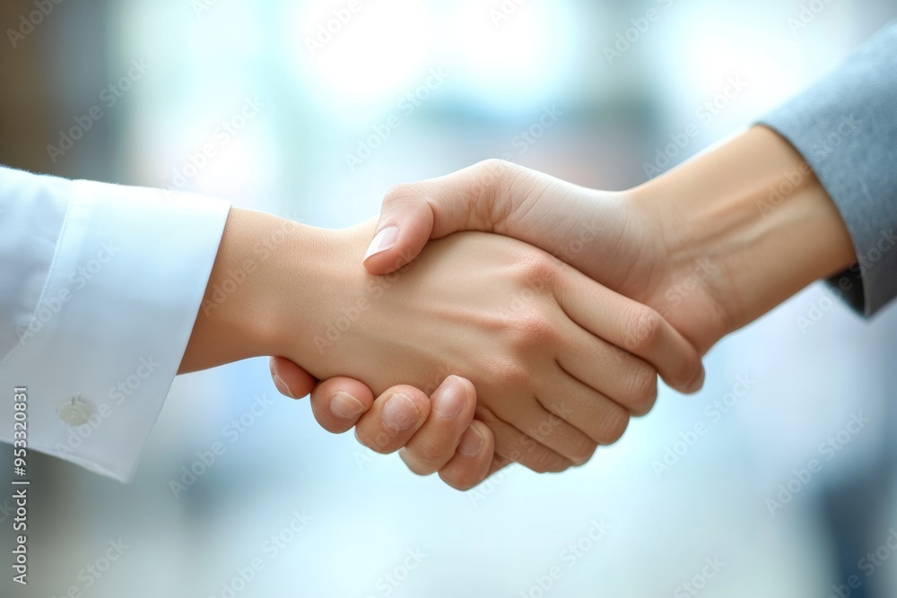 Business people shaking hands after meeting, Generative AI Business people shaking hands after meeting, Generative AI